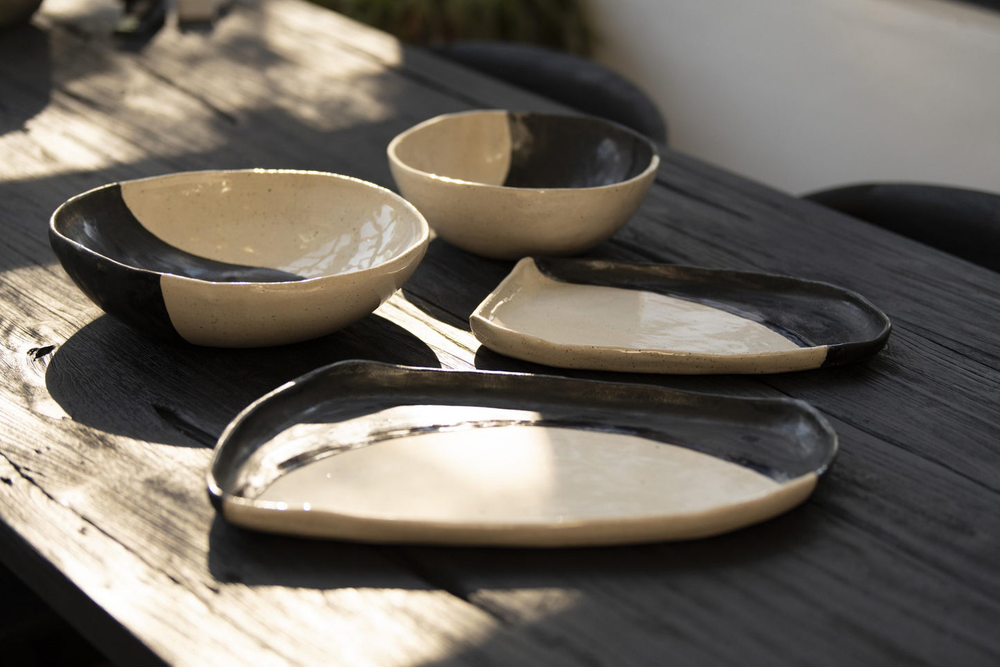 Large Black & White Salad Bowl