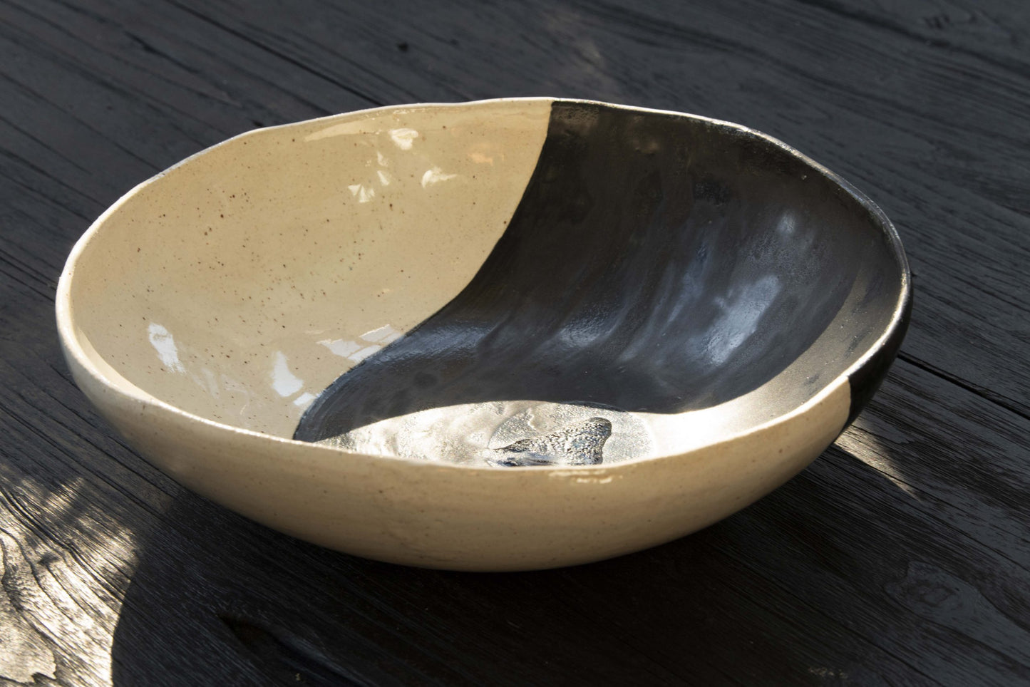 Large Black & White Salad Bowl